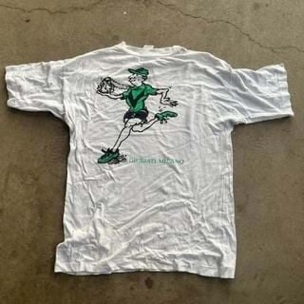 Vintage 90s Giuriati Milano Graphic Tee White Running Man